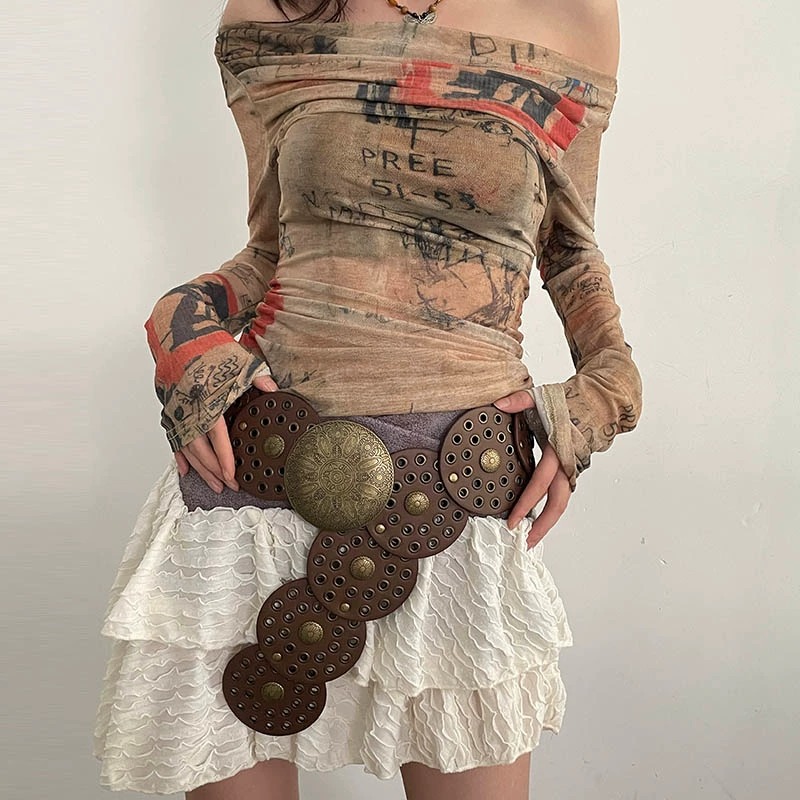 2024 New European And American Style Y2k Decorative Disc Waist Cover American Retro Subcultural Belt Women's Versatile Belt Trend_voghion.com