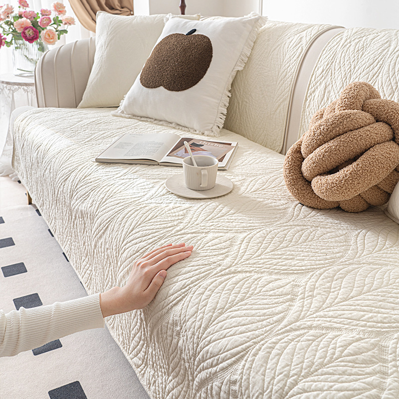 Simple Pure Cotton Sofa Cushion All Seasons Universal Cotton Fabric Non-Slip Cushion Cover Cloth Towel Simple Modern Sofa Cover