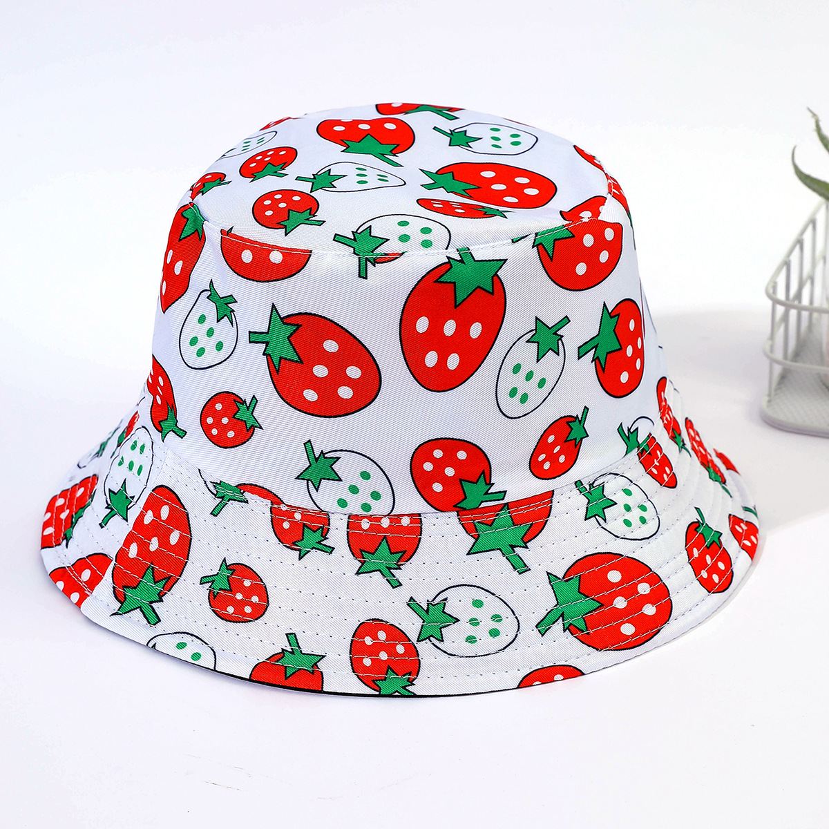 Creativo nuevo patrón de fruta sombrero de pescador europeo y americano hombres y mujeres de ocio al aire libre protección solar sombrero de doble cara