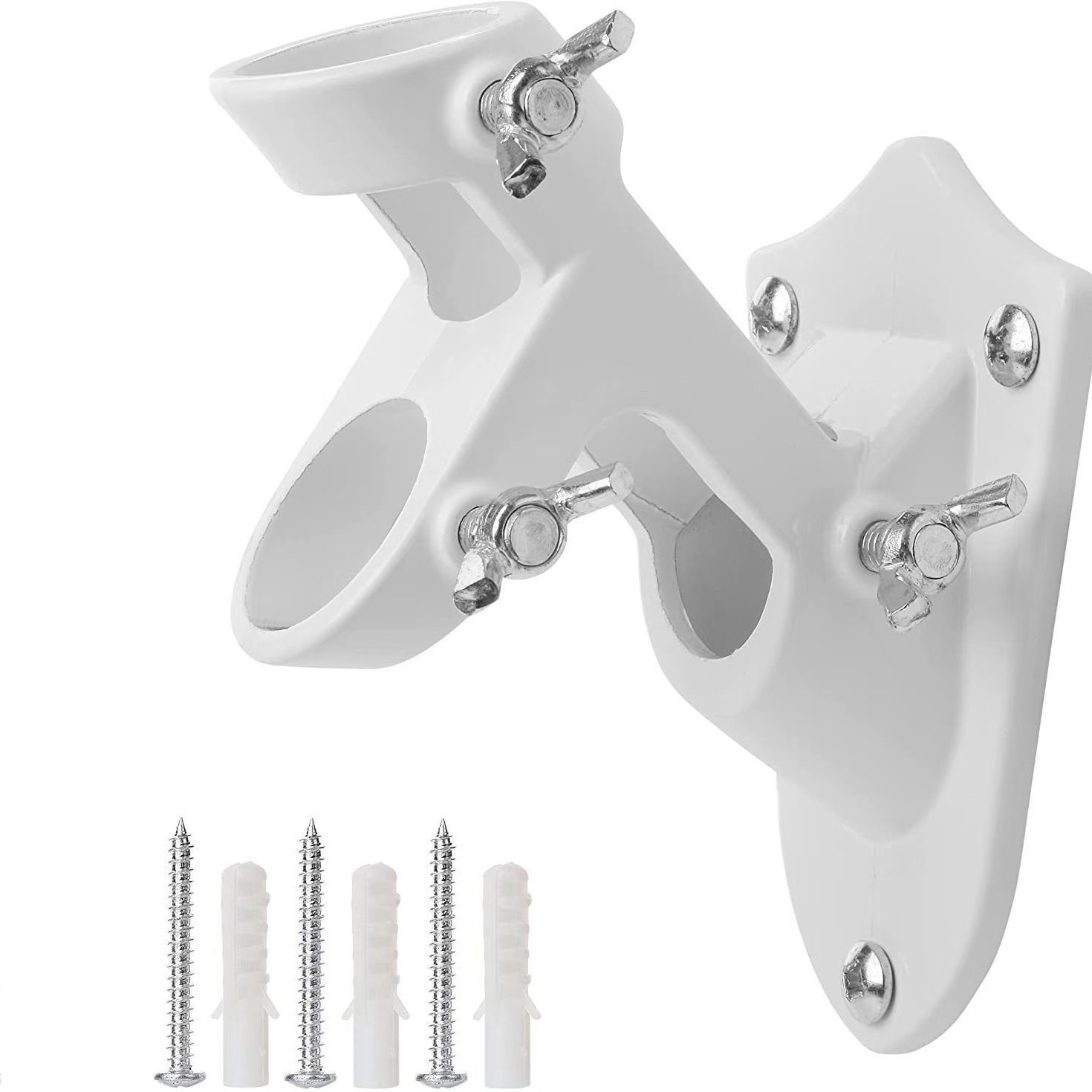 Wall Mounted Double Hole 45 Degree Angled Aluminium Flagpole Base_voghion.com