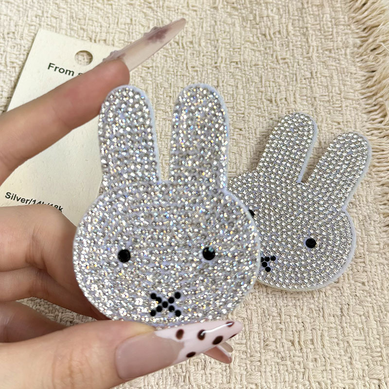 Japanese-style silver rhinestone cartoon bunny magic sticker sweet and cute girly style bangs hairpin hair accessory wholesale jewelry