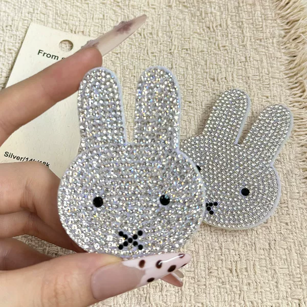 Japanese-style silver rhinestone cartoon bunny magic sticker sweet and cute girly style bangs hairpin hair accessory wholesale jewelry