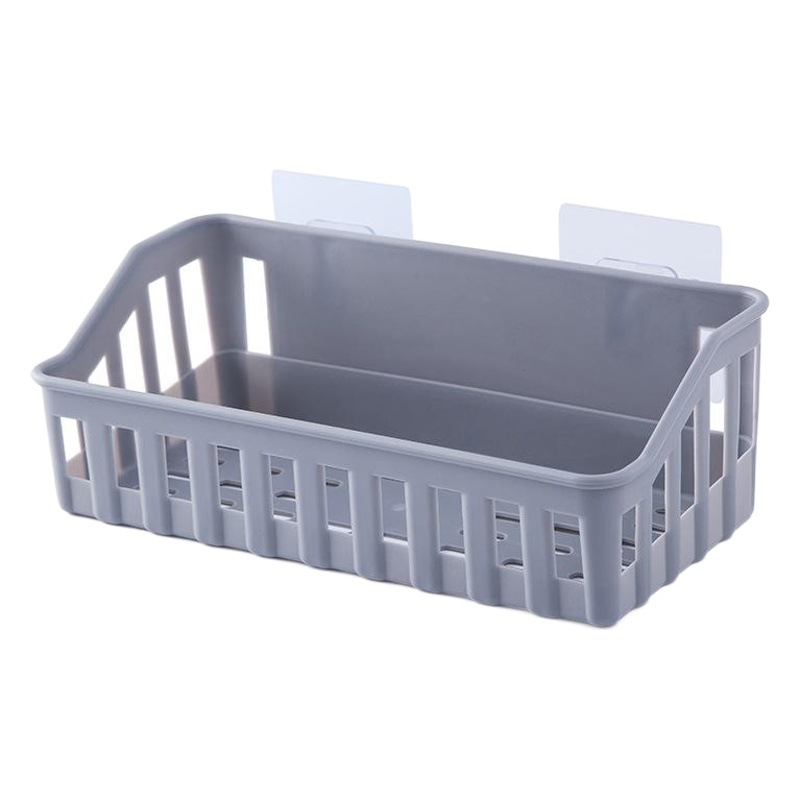 Baño rack de almacenamiento sin perforaciones de plástico transparente cesta de almacenamiento montada en la pared baño rack de almacenamiento ventas directas de la fábrica