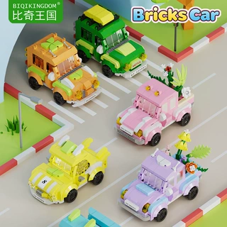 比奇王国越野皮卡车汽车微颗粒积木街景摆件儿童益智拼装玩具礼品