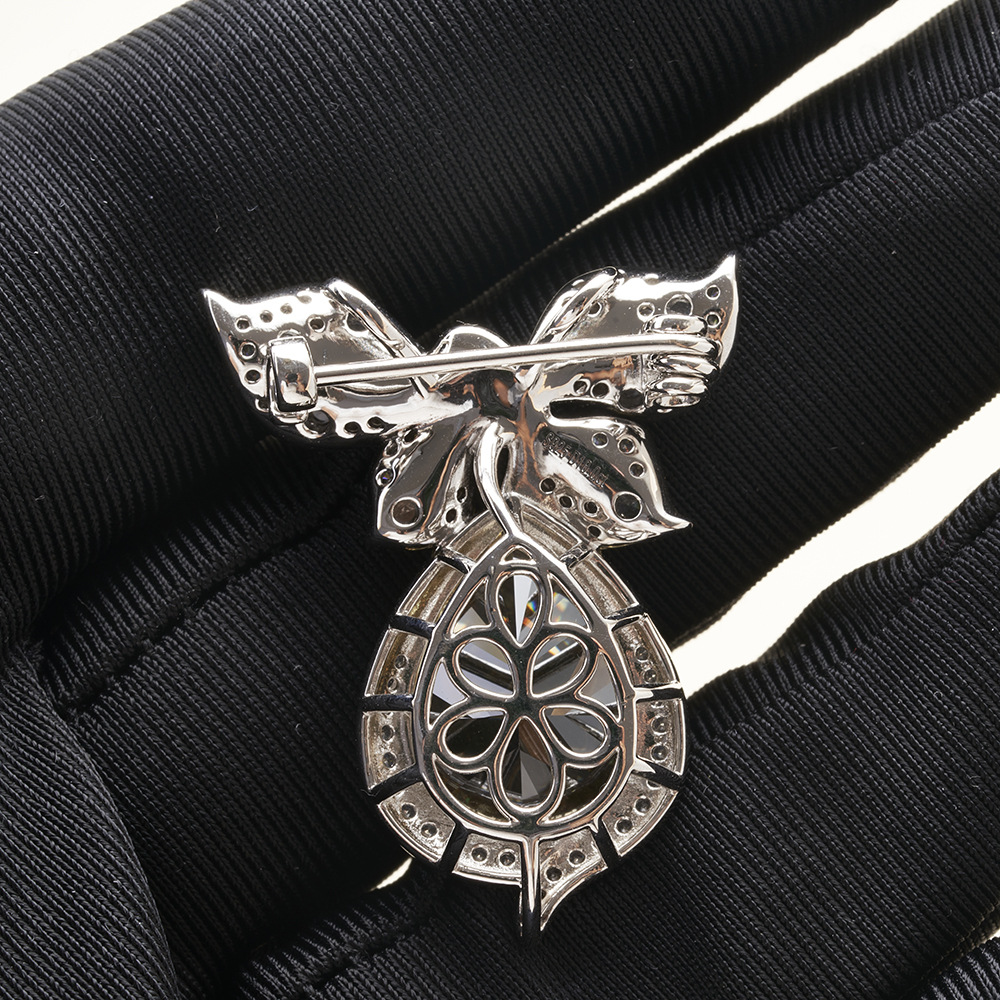 10 quilates de gota de agua diamante rosa amarillo alto carbono pendiente de diamante plata esterlina gruesa pendiente de incrustación