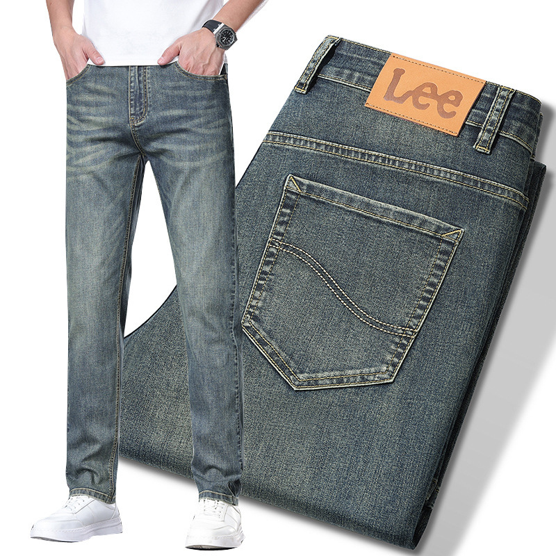 Lee Dex Cross-Border Export Specializes in Jeans for Men, Summer Thin Slim Straight Casual Long Pants for Men Lee Dex Cross-Border Export Specializes in Jeans for Men, Summer Thin Slim Straight Casual Long Pants for Men