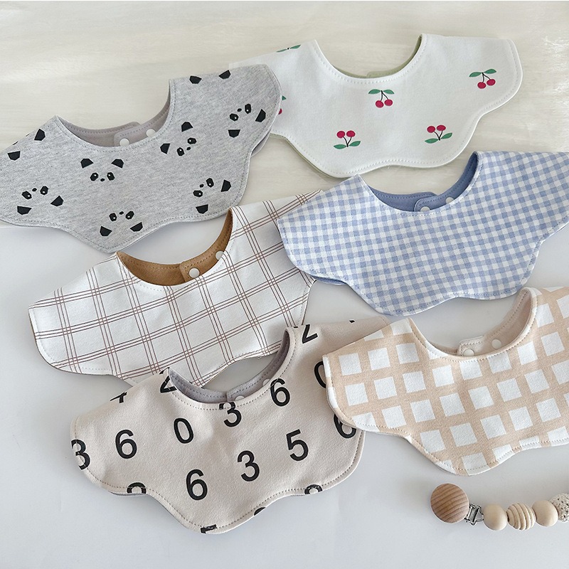 Korean Same Style Baby Bib Baby Saliva Towel Type a Cotton Double-Sided Saliva Pocket Baby Bib 0-2 Years Old