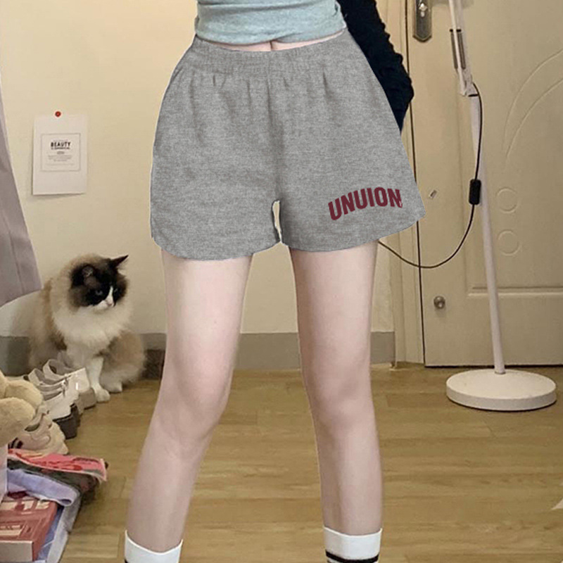 Foreign Trade Summer Gray Shorts for Women, Loose Fit, 2026 New Thin Wide-Leg Sleep Pants, Trendy Running Sports Hot Pants