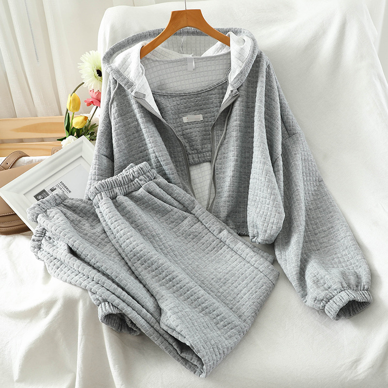 Foreign Trade Casual Suit for Women, Retro 2026 New Style, Stylish Casual Sports Loose Jacket, Jogger Pants, Three-Piece Set for Women