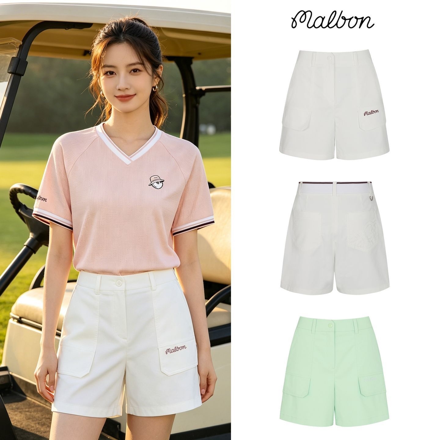 Korean MALBON golf pants 26 summer women's sports quick-dry elastic simple slim-fit shorts straight pants