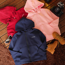 定制童装儿童连帽外套女童外套休闲运动拉链衫男童新款上衣中大童