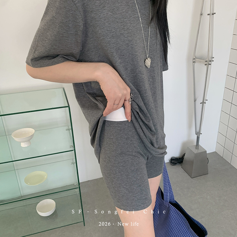 Spring and Summer American-Style Boyfriend Light-Touch, Soft-Feel, Comfortable, Casual, Lazy Cotton T-Shirt Home Set