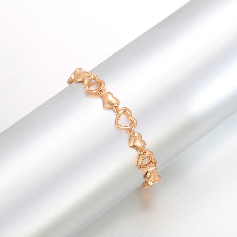 Xuping simple brillante hueco amor empalme pulsera de aleación de cobre chapado 18k estilo retro simple joyas personalizadas