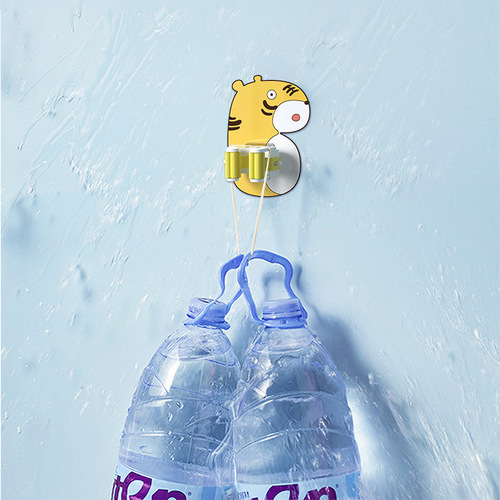 Mop rack punch-free mop clip mop hook bathroom rack artifact wall hanging storage load-bearing cartoon kitchen