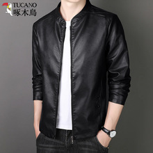 啄木鸟男士春秋冬季2025皮衣商务休闲夹克韩版帅气时尚修身外套