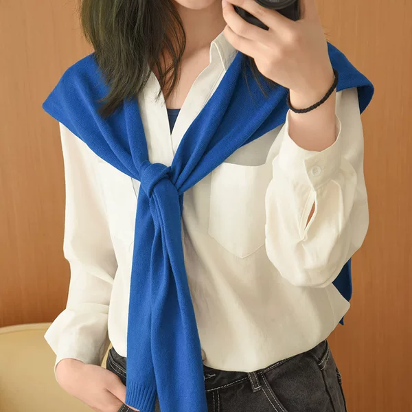 Spring and Summer Wool Outer Small Shawl Knitted Shawl Knot Cashmere Thin Thick Scarf Women's Neck Protection Warm Neck All-match Scarf