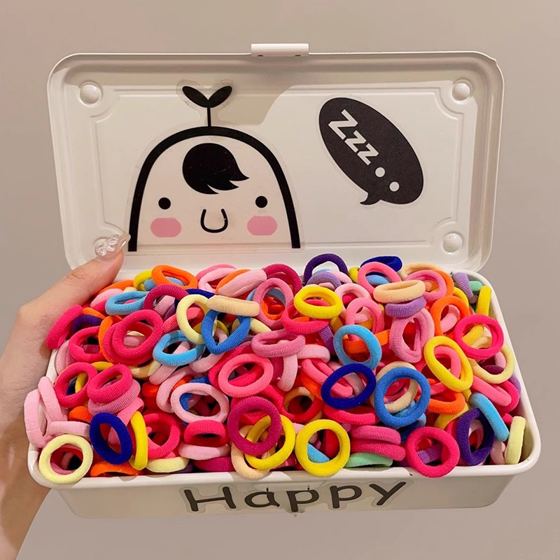 Anillo de cabello para niños de alta elasticidad para chicas de cola de caballo banda de goma trenzada cabello no lesionado cabello de bebé cuerda de cabeza red de cabello rojo cubierta de cuero