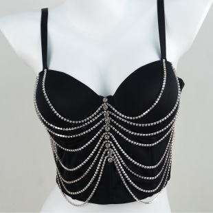 European and American Cross-Border Fishbone Camisole with Tassel Necklace Pendant Design, Shapewear Push-Up Bandeau Top