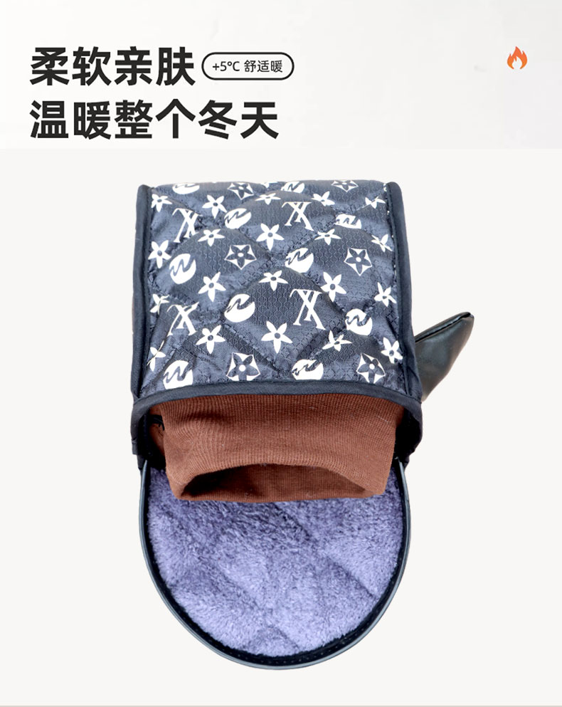 Electric motorcycle handlebar grips, suitable for spring, autumn, and winter, provide warmth, are thickened and lined with fleece, and offer wind and water protection