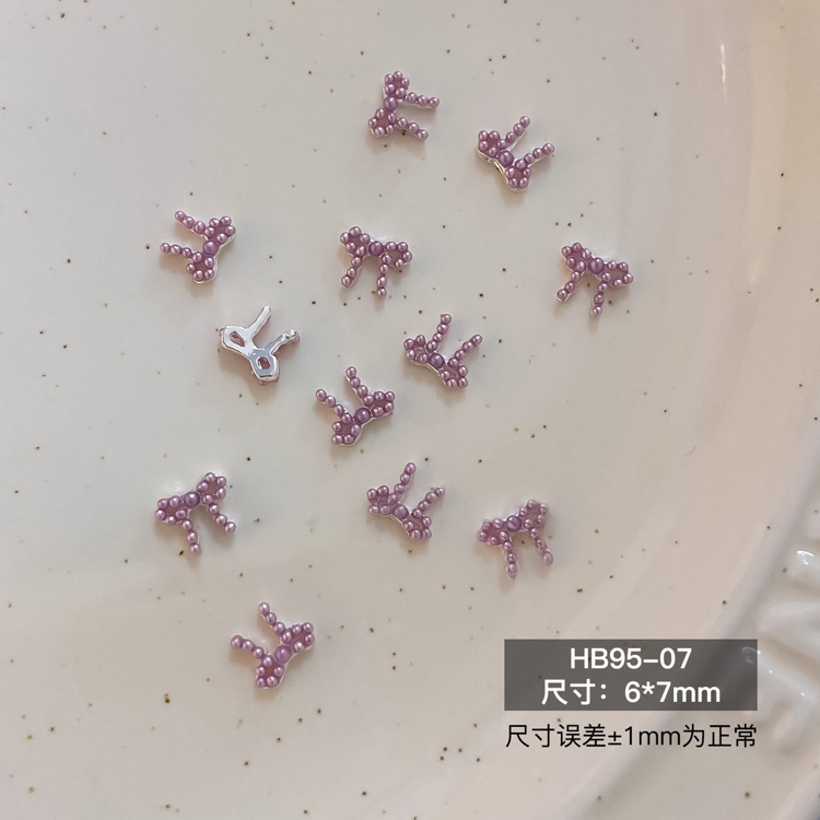 新款芭蕾风珍珠蝴蝶结饰品镶钻珍珠飘带百搭法式立体彩色领结|undefined