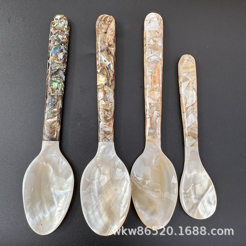 Modern handmade shell spoon exquisite fashion spoon shell clam shell acrylic crushed shell 16cm spoon