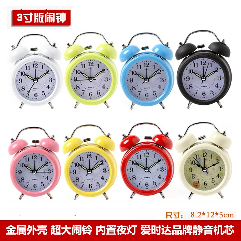 Оптовая продажа от производителей 3-дюймовый металлический колокольный будильник может добавить логотип любви