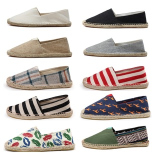 Wear-resistant Canvas Men's Shoes Breathable Lazy Slip-on Old Beijing Linen Handmade Cloth Shoes Casual Walking Board Shoes for Men