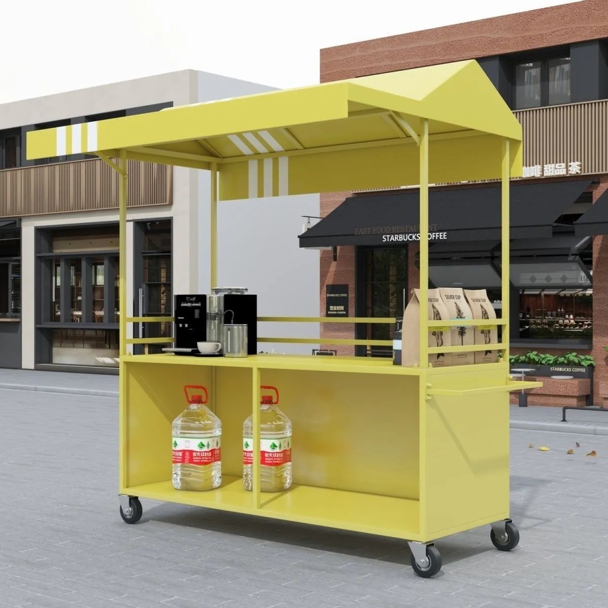 Widened Awning Trolley Flower Cart Night Market Mall Internet Celebrity Promotional Street Stall Mobile Snack Booth Outdoor Market
