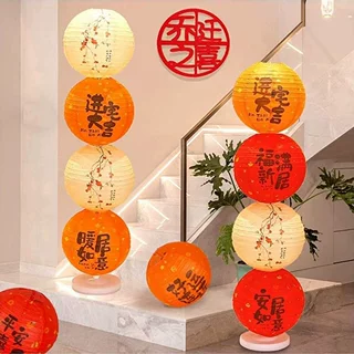 乔迁之喜红纸灯笼2025新款立柱摆件古风新居搬家入宅装饰布置用品