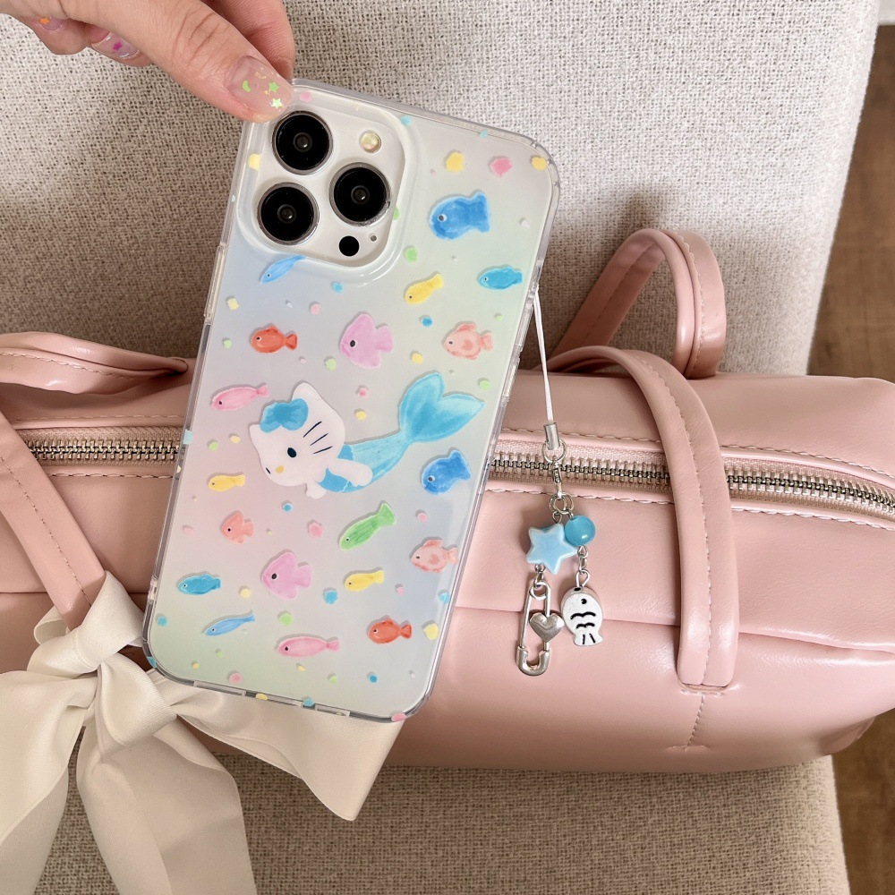 Fun color pez sirena kt para iphone16ProMax Apple 15 funda para teléfono 14 chica 13 nuevo