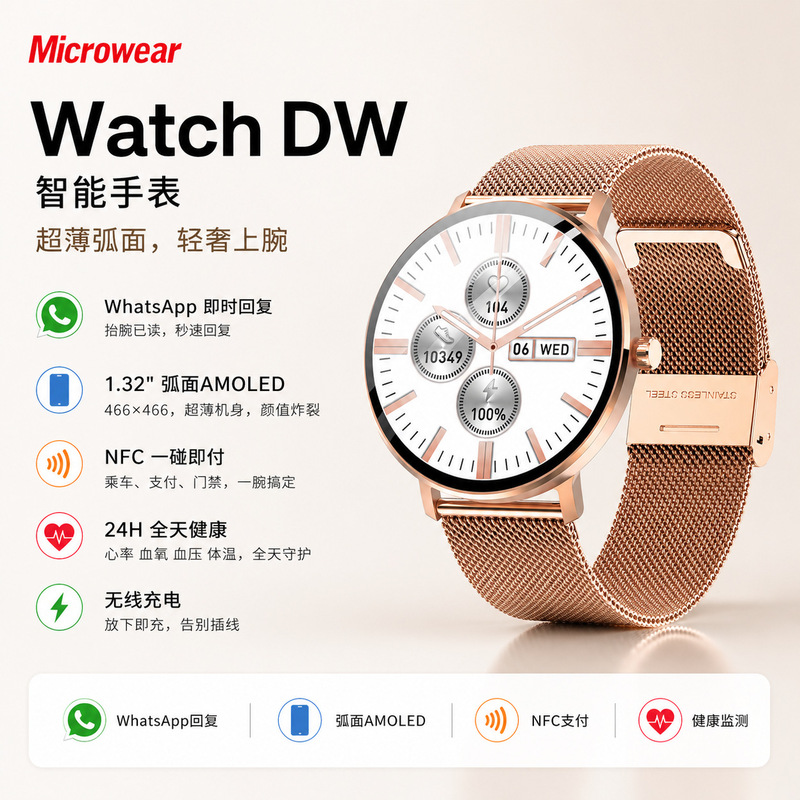 [Direct from the Manufacturer] Round Amoled Smartwatch Whatsapp Bluetooth Calling Health Monitoring Nfc