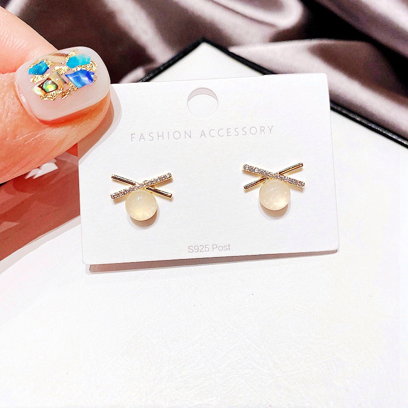 Fashion semiprecious stones cross earringspicture1