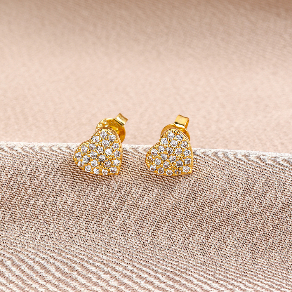 7g Weight Copper Ear Needle Material 18K Gold Plated Plating Material Zircon Inlay Material Ear Studs Classification 1 Piece Quantity Daily Occasion Copper Material Geometric, Heart Shape, Crown Pattern All Seasons Season Women's Gender Inlay Design Sweet Style 1 Piece Sweet Geometric Heart Shape Crown Inlay Copper Zircon 18K Gold Plated Ear Studs 5
