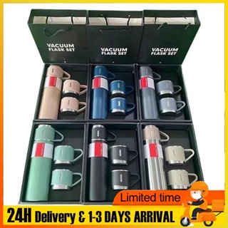 跨境商务不锈钢保温杯双层真空动水瓶高保温保冷一杯三盖水杯