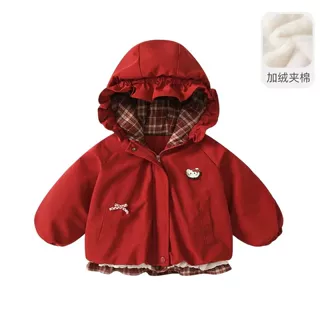 女童外套冬装2025新款儿童洋气保暖棉服宝宝加绒夹棉连帽上衣冬季