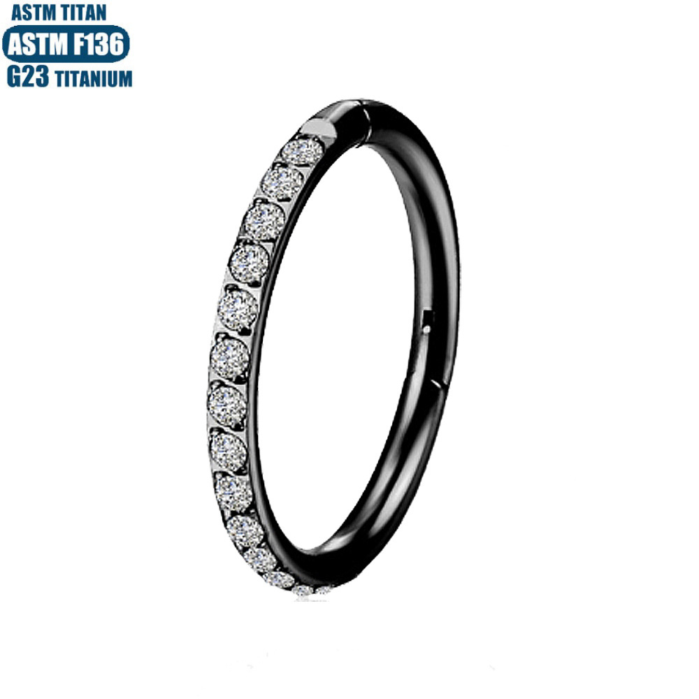 F136 Titanium Nose Ring Multi-Layer Diamond-Studded Seamless Ring Nose Septum Ring Ear Cartilage Piercing Earring Piercing Jewelry Ear Bone Ring detail image 14