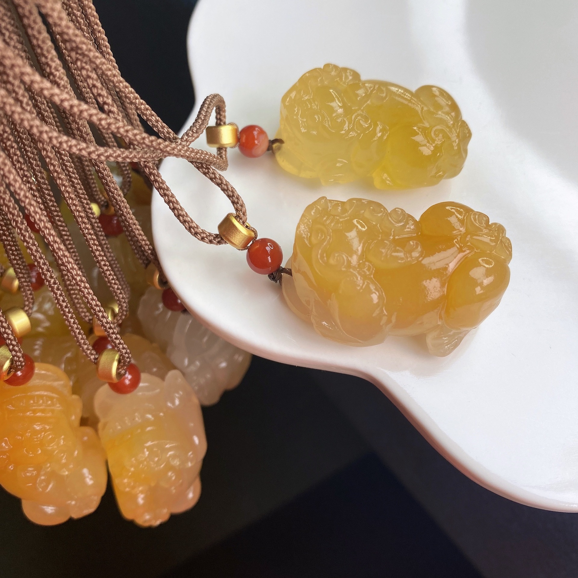 天然云南黄龙玉 招财貔貅吊坠黄色貔貅 项链毛衣链手把件手链