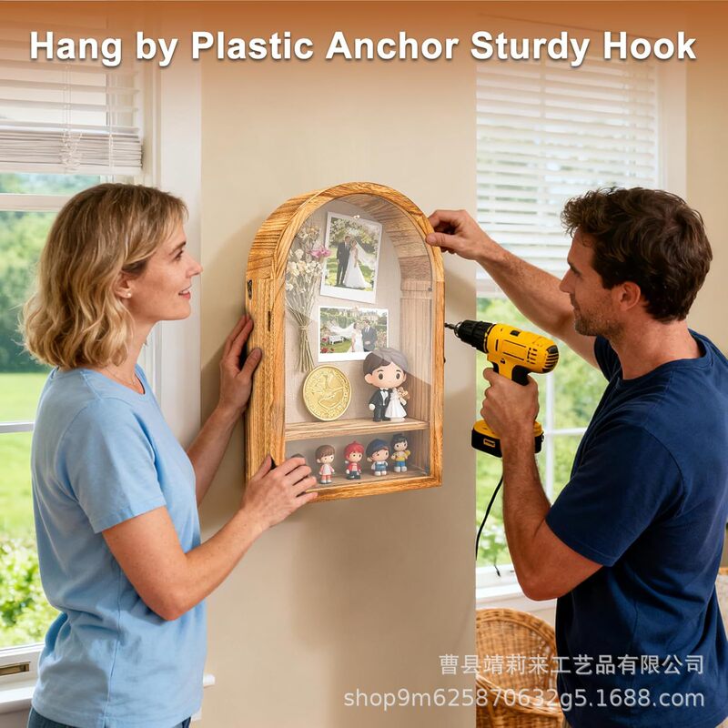 Wooden Wall Decoration Transparent Hanging Wall Photo Frame Display Box Retro Hanging Photo Frame Multifunctional Storage Box