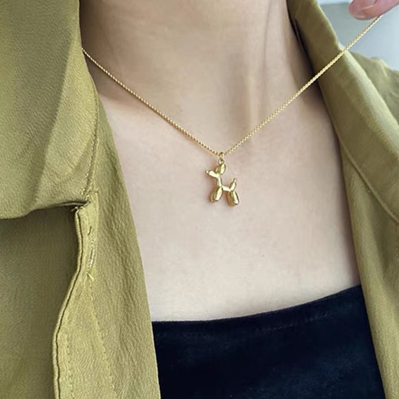 simple balloon pendant necklace three-dimensional dog alloy necklace