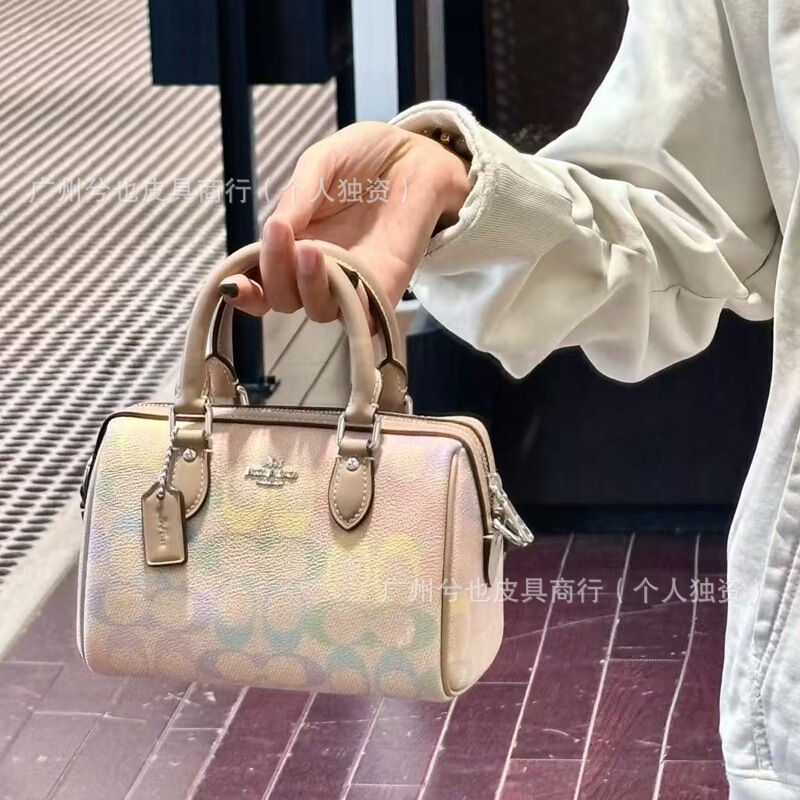 Coach New Women's Bag City Tote Bag Rainbow Monogram Fortune Bucket Bag Underarm Bag Rwon Mini Boston Bag