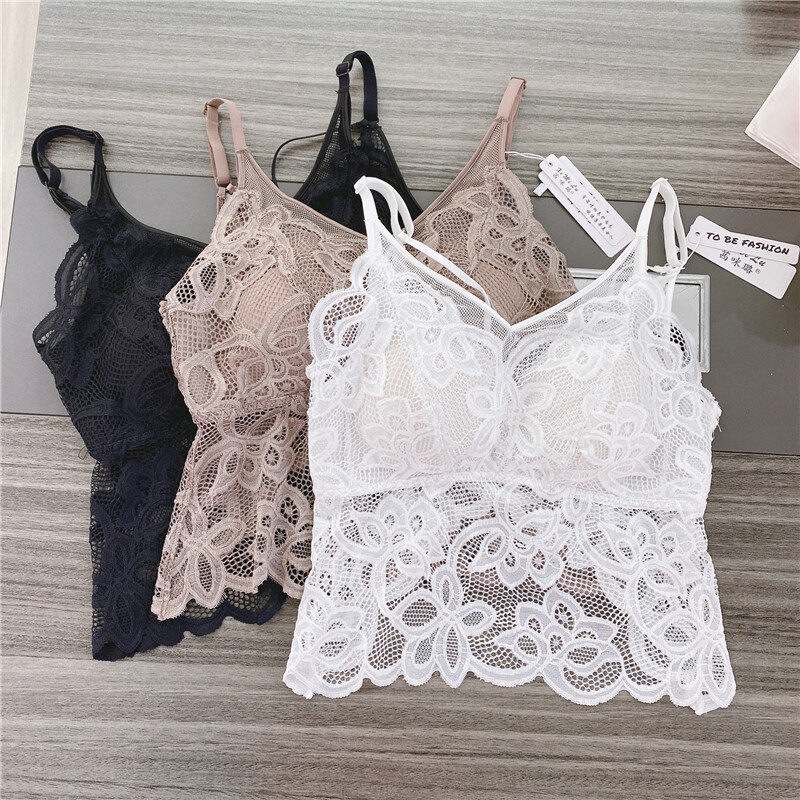 European Style 0129 French Lace Hollow Breathable Sexy Backless Swallowtail Strap Bra Integrated Beautiful Back Lingerie