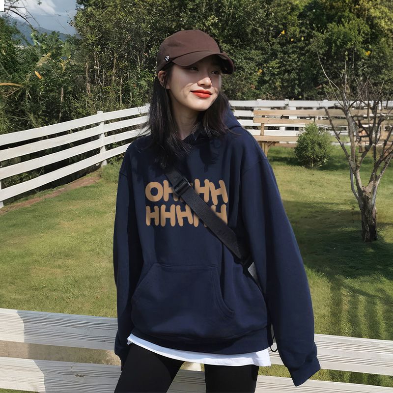 Hooded Velvet Sweatshirt for Women 2025 New Autumn and Winter Velvet Thickeneded Loose Lazy Spring & Fall Thin Long-Sleeved Tops for Women