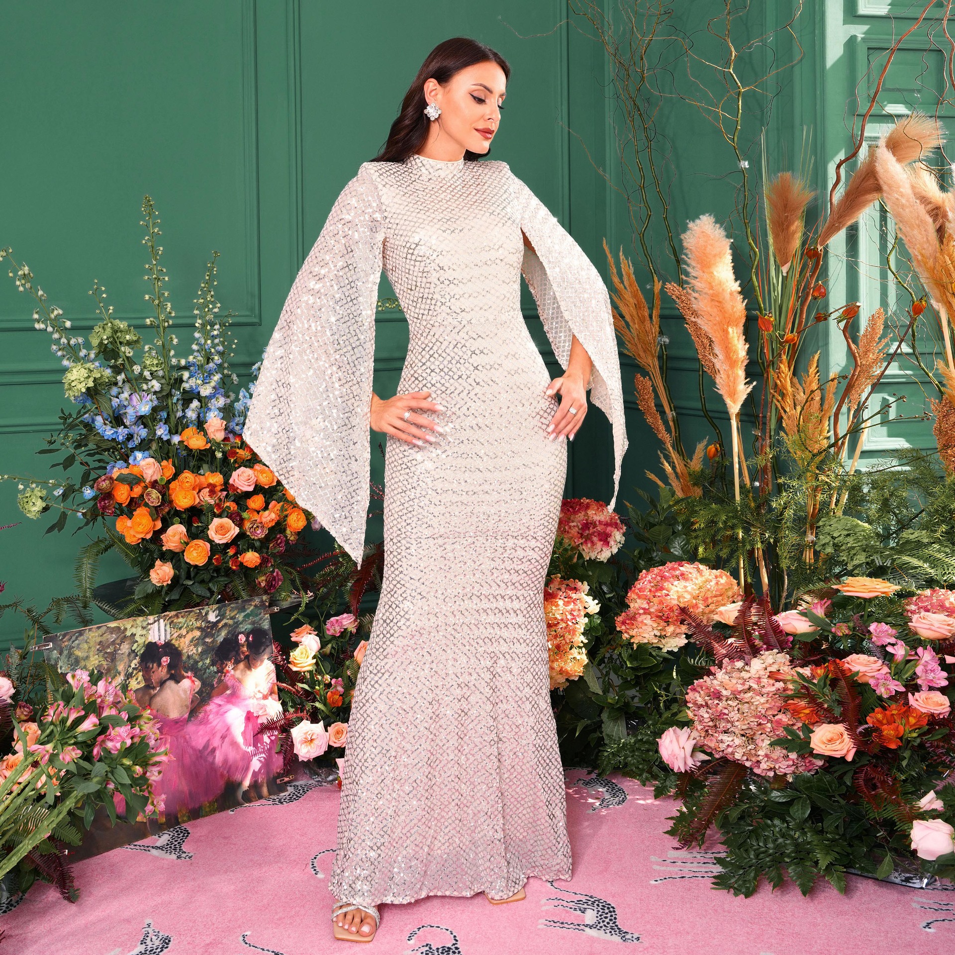 Long Sequinned Evening Dress For Prom And Banquet Women's Style_voghion.com