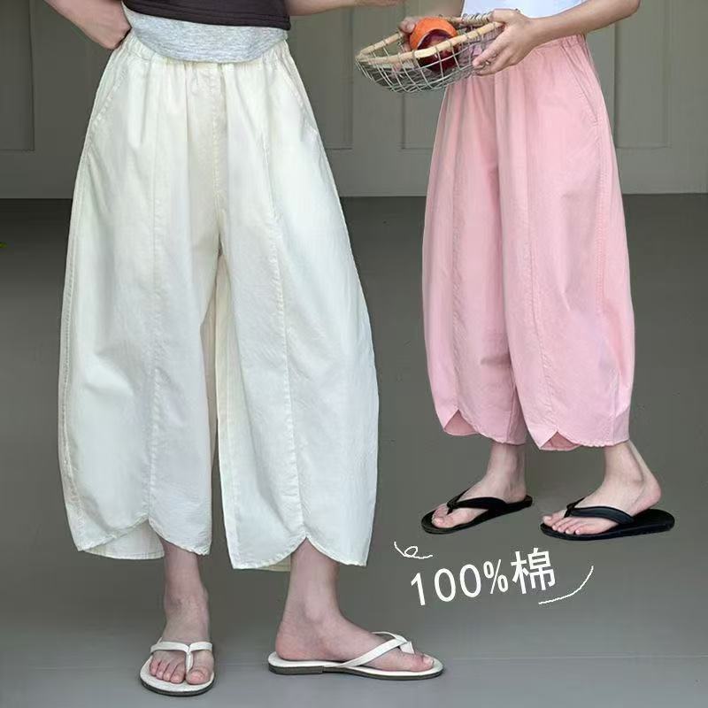 Girls' Casual Loose Summer Thin Pants New Summer Children's Stylish Cropped Wide-Leg Mosquito-Proof Pants