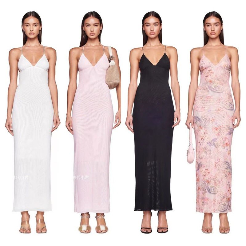 I.AM.GIA Sexy Spice Girl Unique Plant Paisley Pattern Mesh Breathable Butterfly Shadow Strap Dress