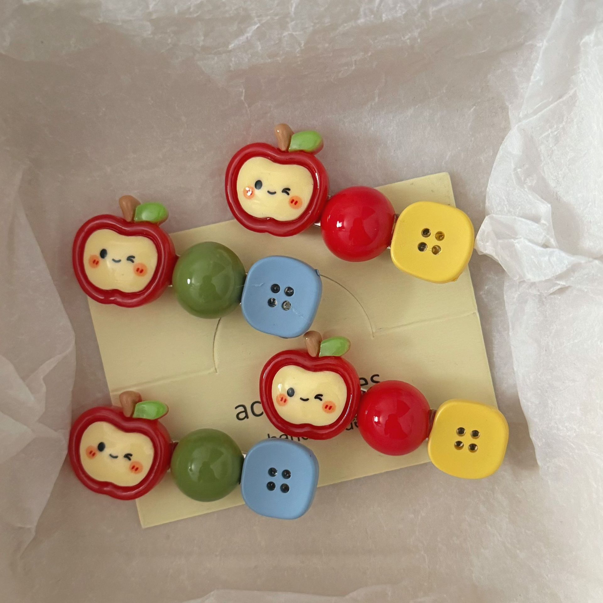cute blush apple button barrettes cartoon soft cute girl style duckbill clip hairpin hair ornaments wholesale summer new