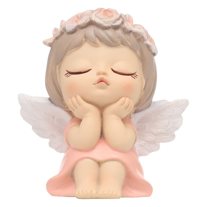 Creativo Hani Ángel decoración del hogar sala de estar decoración de escritorio artesanía de resina pequeña decoración DIY muñeca regalo