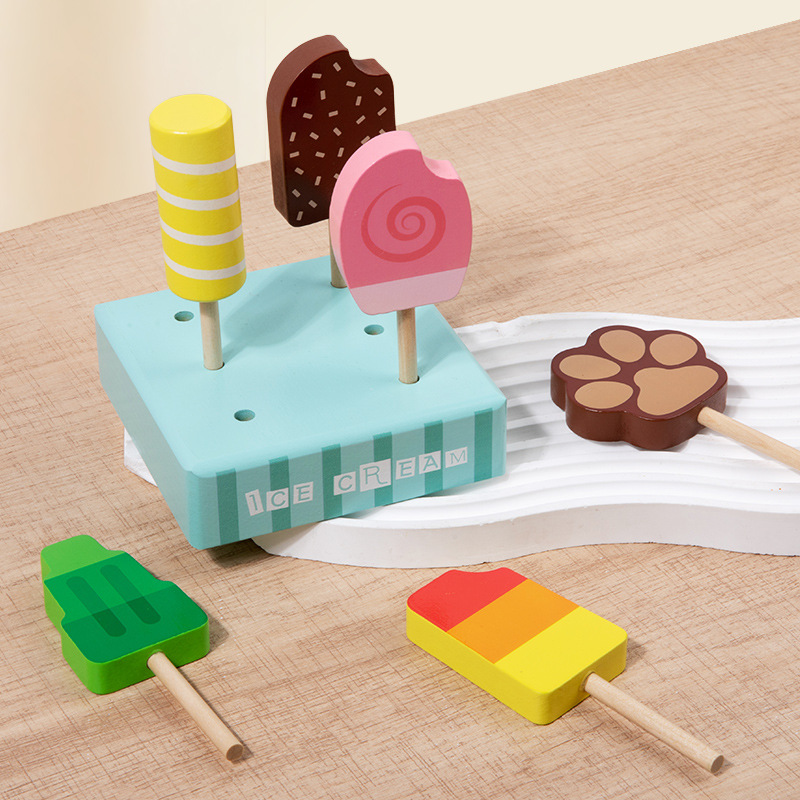 Juguetes de helado de madera simulación de helados para el hogar juego de juguetes de educación temprana materiales de seguridad regalo