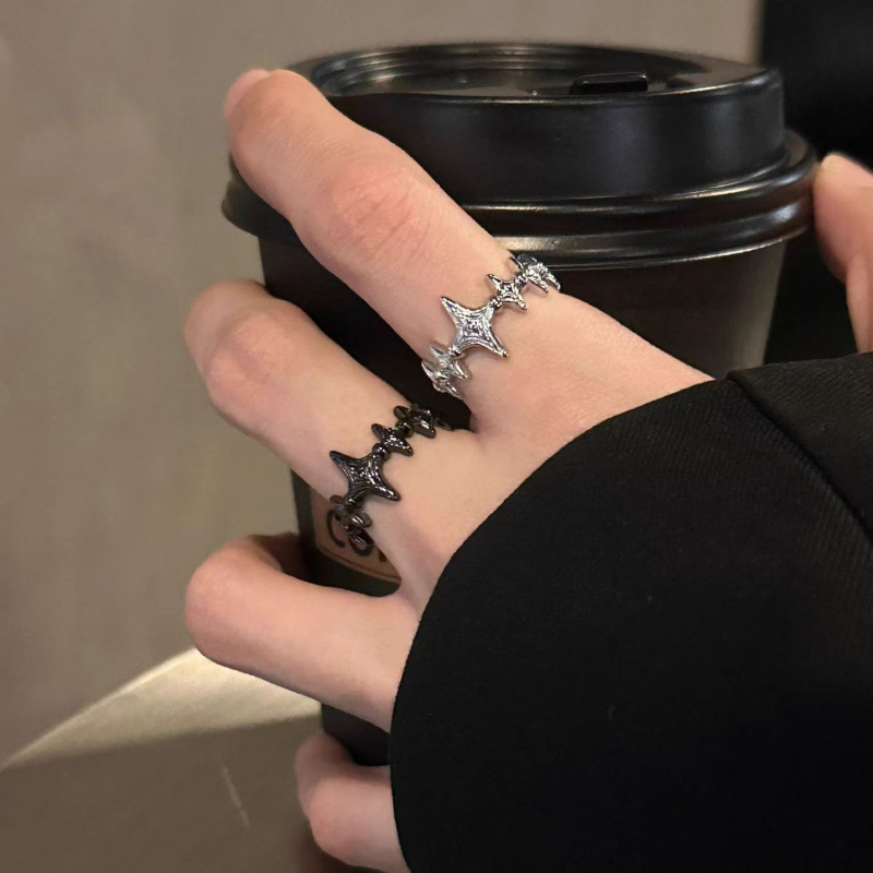 Dark Zircon Cross Open Couple Ring Design Retro Niche Ins High-End Versatile Ring Simple Women Dark Zircon Cross Open Couple Ring Design Retro Niche Ins High-End Versatile Ring Simple Women