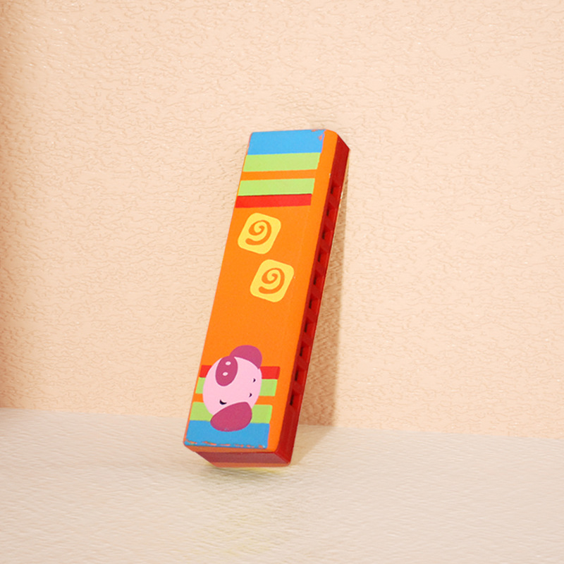 Armonica de madera de 10 hoyos para niños armónica de juego libre bebé educación temprana instrumento musical lindo juguete de madera armónica corta